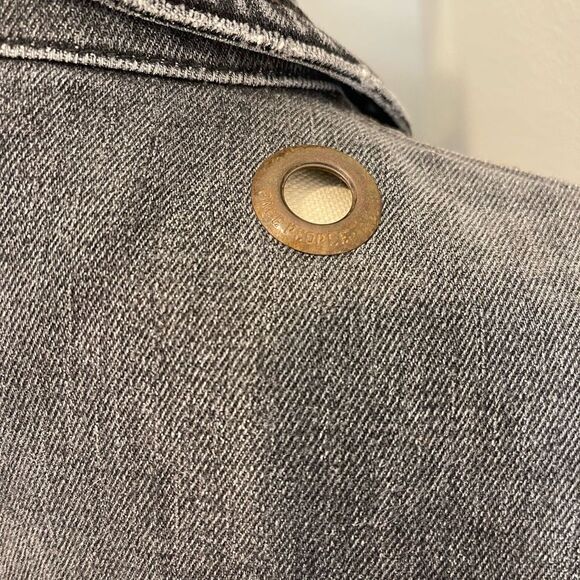 Vintage Free People Heart Studded Charcoal/Black Denim Jacket - Picture 5 of 11